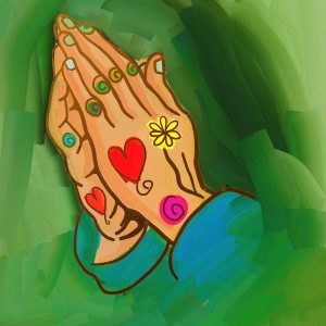 rezando manos pintadas
